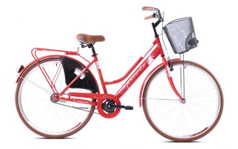 MESTSKÝ BICYKEL CAPRIOLO AMSTERDAM LADY 28&quot;X18&quot;  ČERVENÝ, 2022