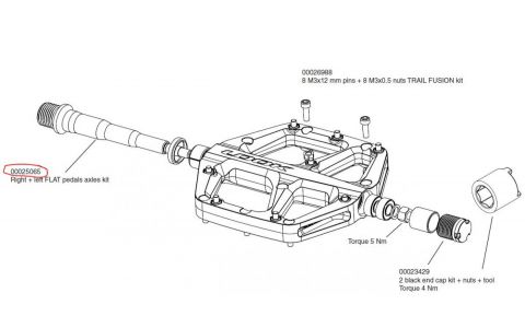Náhradní díl LOOK Right + left FLAT pedals axles kit