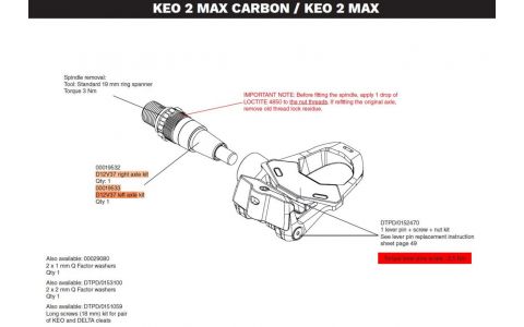 Náhradní osa LOOK Keo 2 Max D12V37 - Right Axle