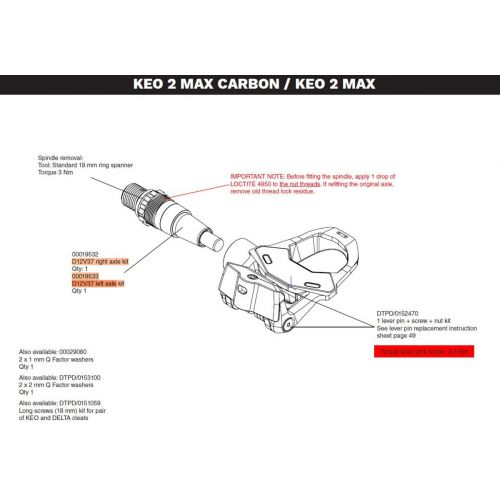Náhradní osa LOOK Keo 2 Max D12V37 - Right Axle